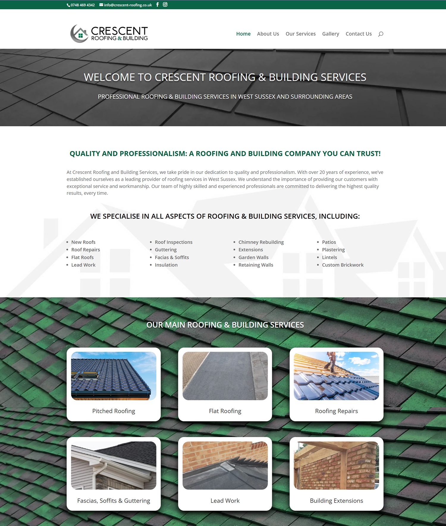 Crescent Roofing & Building Trade Website Preview