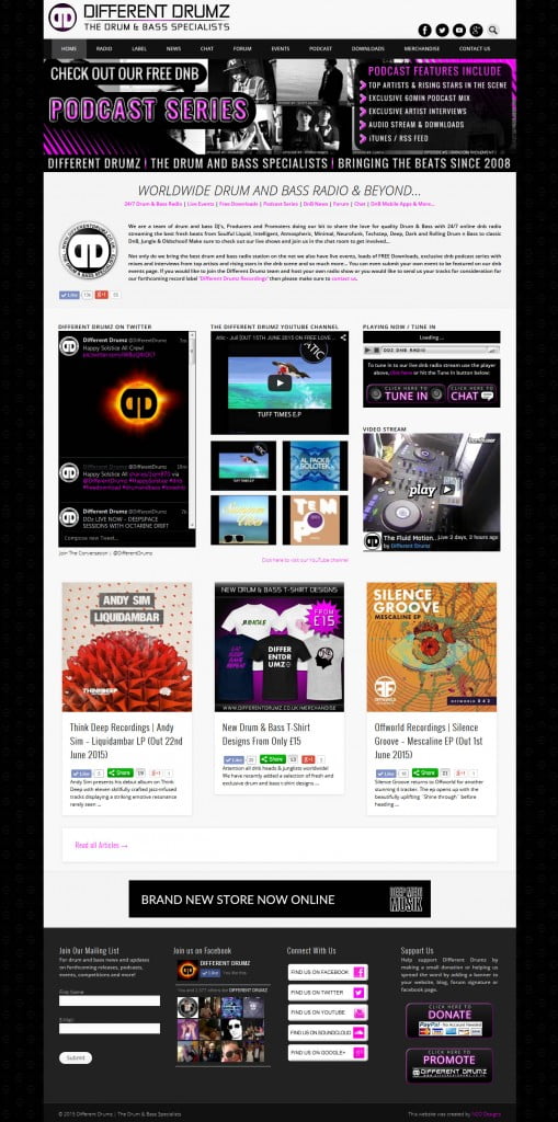 Different Drumz DnB Radio Website Preview