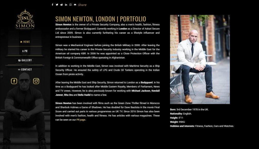 Simon Newton Portfolio Website Design Preview