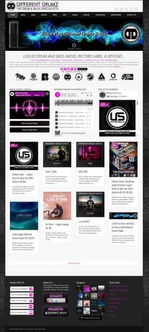 Different Drumz Online Radio Website Design by N2O Designs