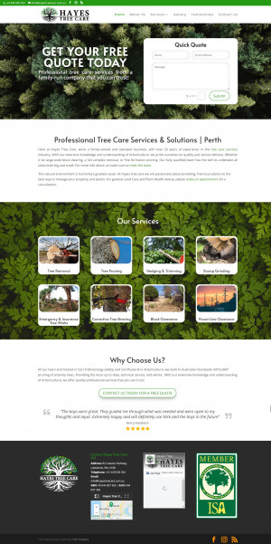 Hayes Treecare Website Design by N2O Designs